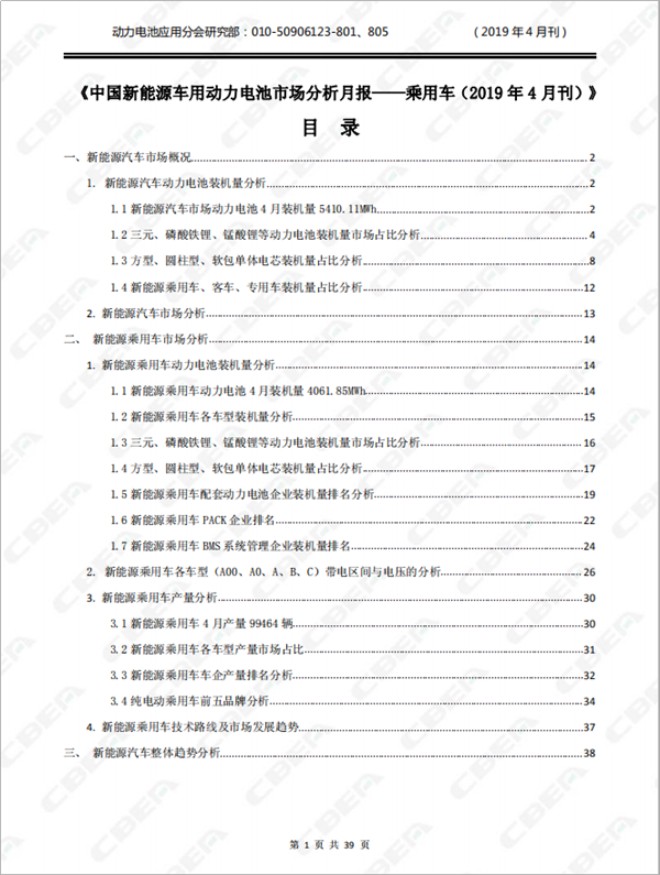 2019中國(guó)新能源車(chē)用動(dòng)力電池市場(chǎng)分析月報(bào)——乘用車(chē)(4月刊)